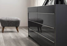 Load image into Gallery viewer, Milan 8 Drawer Dresser with Mirror, Grey &amp; Black
